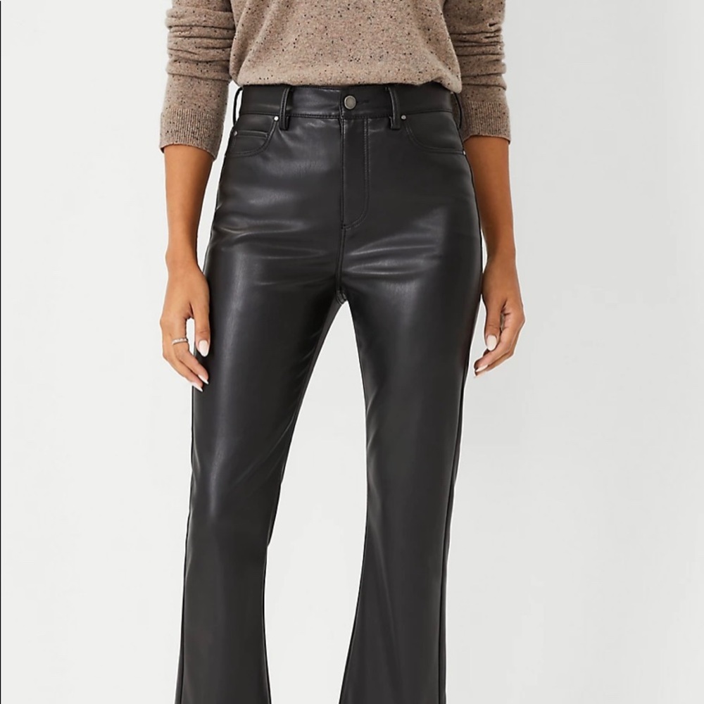 ANN TAYLOR FAUX LEATHER CROP PANTS